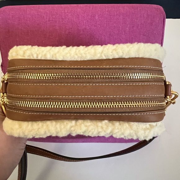 Tory Burch Perry Bombe Shearling Mini Bag in Classic Cuoio - Picture 9 of 13